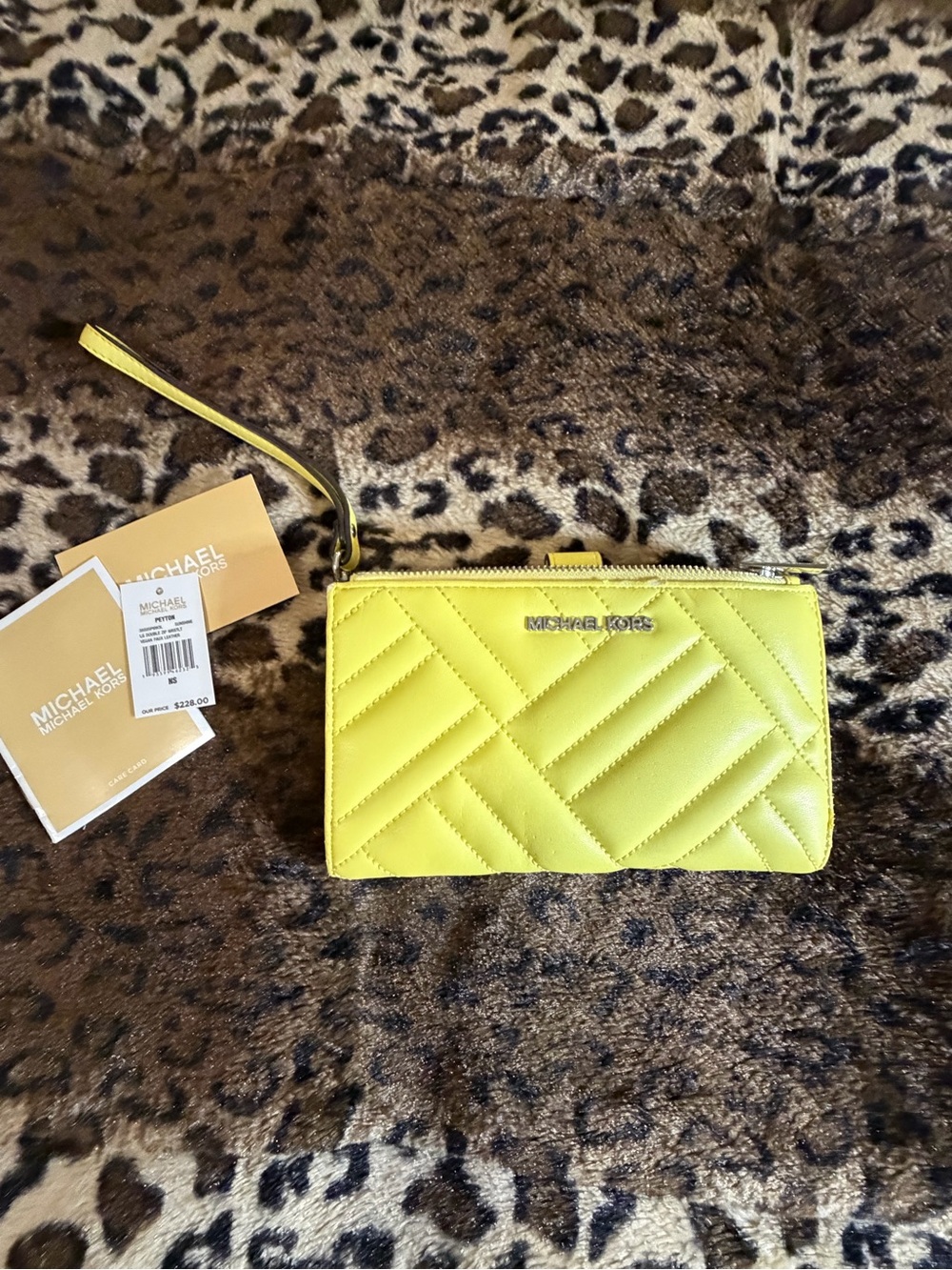 Michael Kors Lemon Quilted Wristlet Clutch